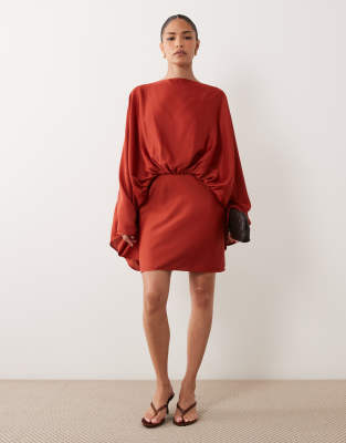 Asos Petite Asos Design Petite Cape Sleeve Open Back Mini Dress With Tassels In Multi