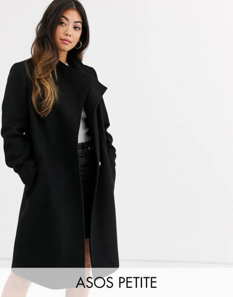 ASOS DESIGN Petite - Cappotto elegante a portafoglio nero - view 1
