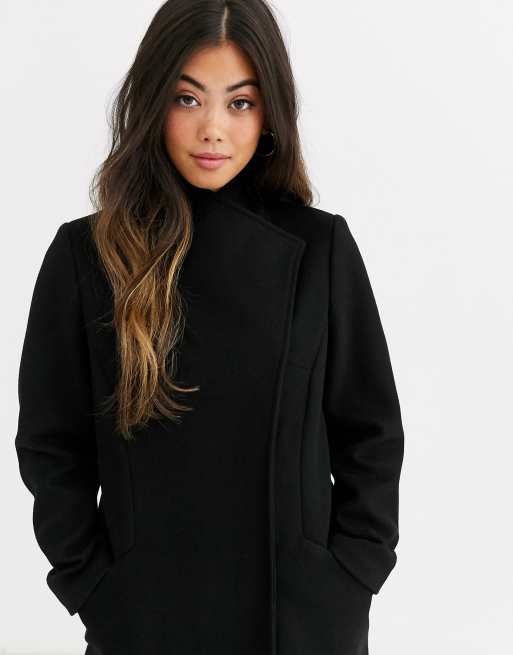 ASOS DESIGN Petite - Cappotto elegante a portafoglio nero, 3 di 4