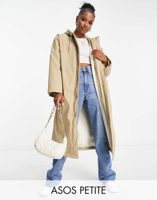 ASOS DESIGN Petite Cappotto impermeabile gommato foderato in