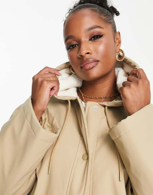 ASOS DESIGN Petite Cappotto impermeabile gommato foderato in