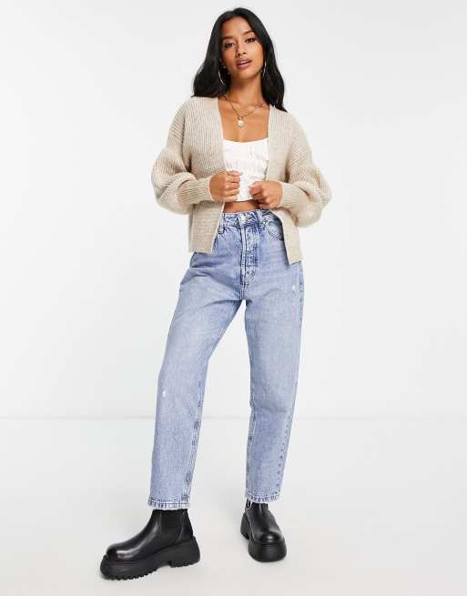 ASOS DESIGN Petite - Cardigan fil-a-fil color tortora, 4 di 4