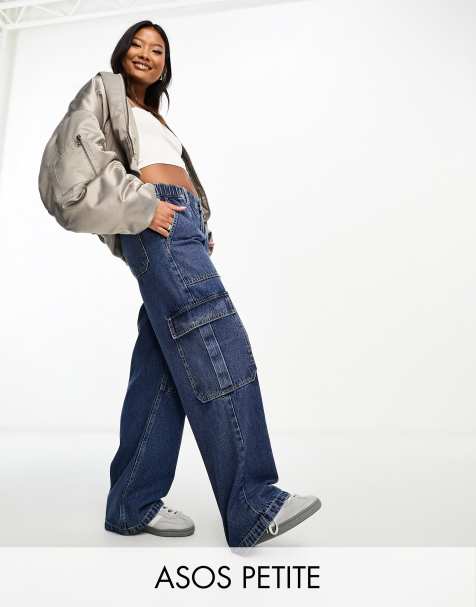 ASOS DESIGN Petite cargo jeans in mid blue - view 1