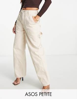 ASOS DESIGN Petite - Cargo-Jeans in Steinbeige-Neutral