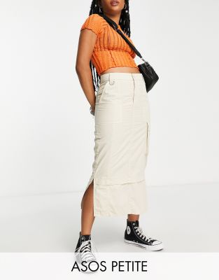 ASOS DESIGN Petite cargo midi skirt in sage