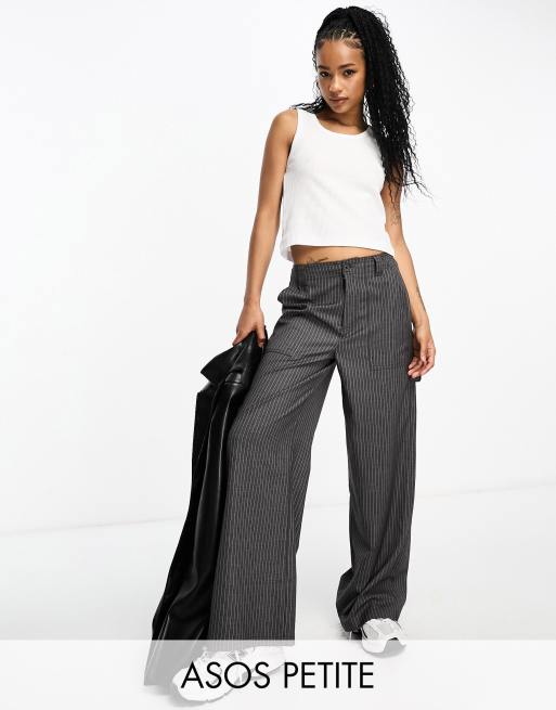 Petite Contrast Stitch Wide Leg Pocket Cargos