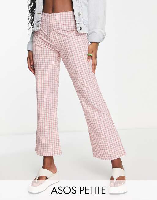 ASOS DESIGN open knit beach flare pants in pink (part of a set)