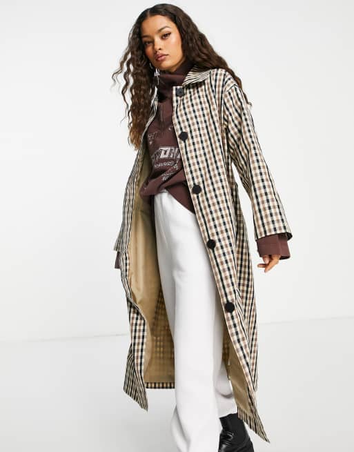 ASOS DESIGN Petite check boyfriend trench , 3 of 4