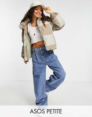 ASOS DESIGN Petite checkerboard puffer jacket in mono - ASOS Price Checker