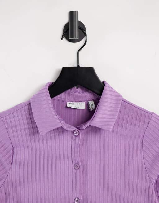 ASOS DESIGN Petite - Chemise côtelée ajustée style années 90 - Lilas, 3 de 4