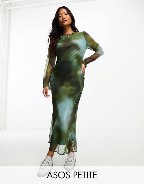 ASOS DESIGN long sleeve ruffle maxi dress in satin and chiffon mix