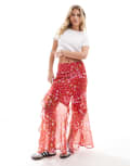 [ASOS Petite] ASOS DESIGN Petite chiffon ruffle maxi skirt in floral print-Multi 16 floral print