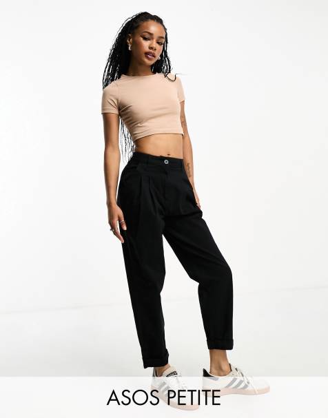 ASOS DESIGN Petite high neck super crop tank in black