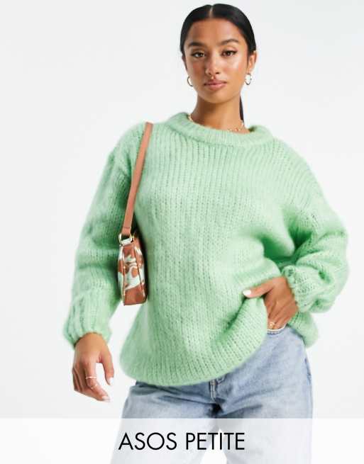 ASOS DESIGN Petite chunky oversized sweater in green