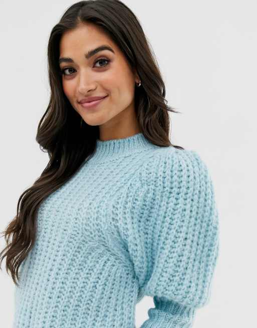 ASOS DESIGN Petite - chunky ribtrøje med ballonærmer i luftigt garn, 3 af 4