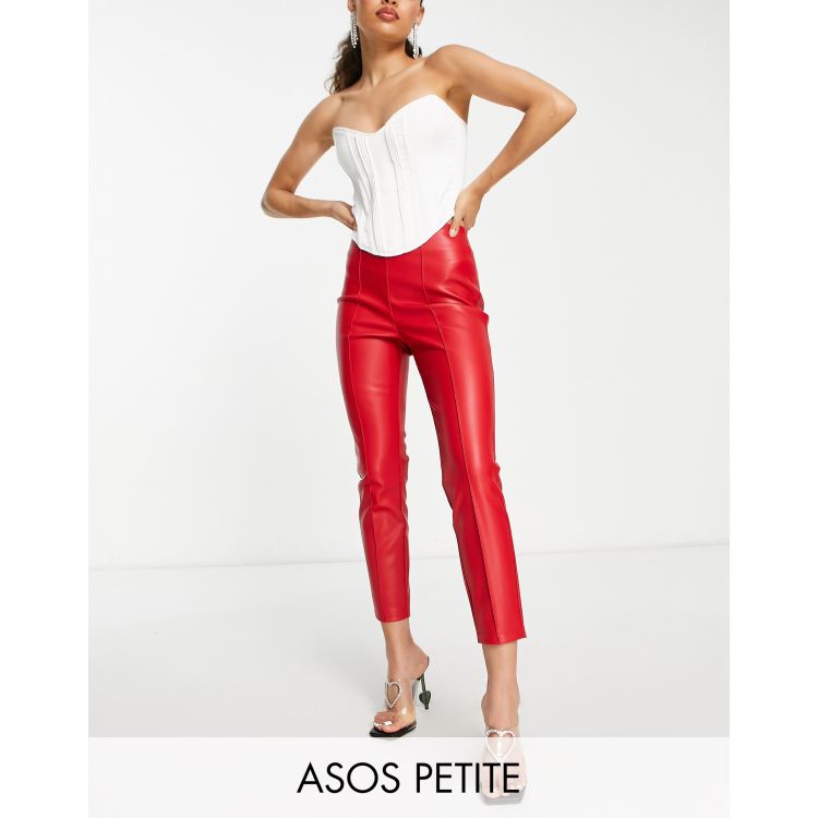 Red Faux Leather Pants