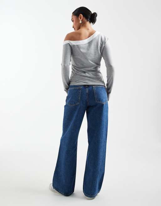 ASOS DESIGN Petite - Circular Design Collection - Jeans dad fit a fondo ampio blu pulito, 2 di 5