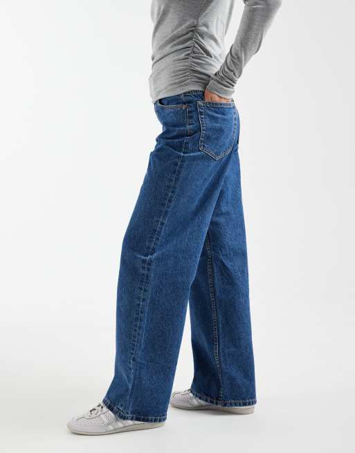 ASOS DESIGN Petite - Circular Design Collection - Jeans dad fit a fondo ampio blu pulito, 3 di 5