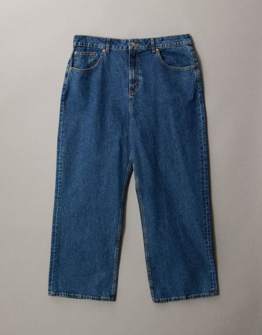 ASOS DESIGN Petite - Circular Design Collection - Jeans dad fit a fondo ampio blu pulito, 7 di 7