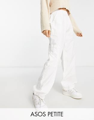 Asos Petite Asos Design Petite Clean Pull On Cargo Pants In White-no Color