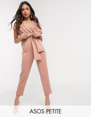 ASOS DESIGN Petite - Combinaison en néoprène à épaules tombantes - Blush | ASOS