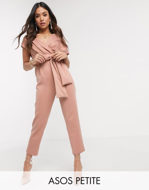 Asos Design Petite Combinaison En Neoprene A Epaules Tombantes Blush Asos
