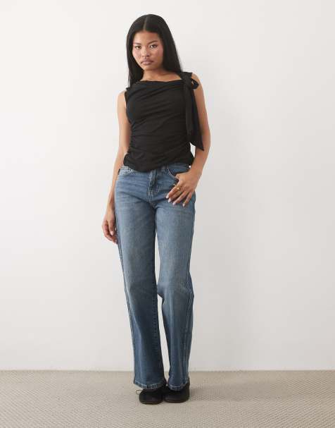 ASOS DESIGN Petite comfort stretch straight leg jean in dark vintage wash - view 1