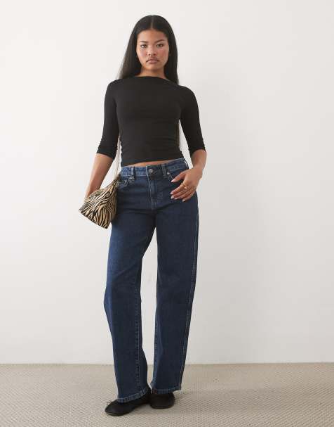 ASOS DESIGN Petite comfort stretch straight leg jean in mid blue - view 1