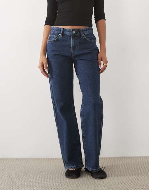 ASOS DESIGN Petite comfort stretch straight leg jean in mid blue, 2 of 5