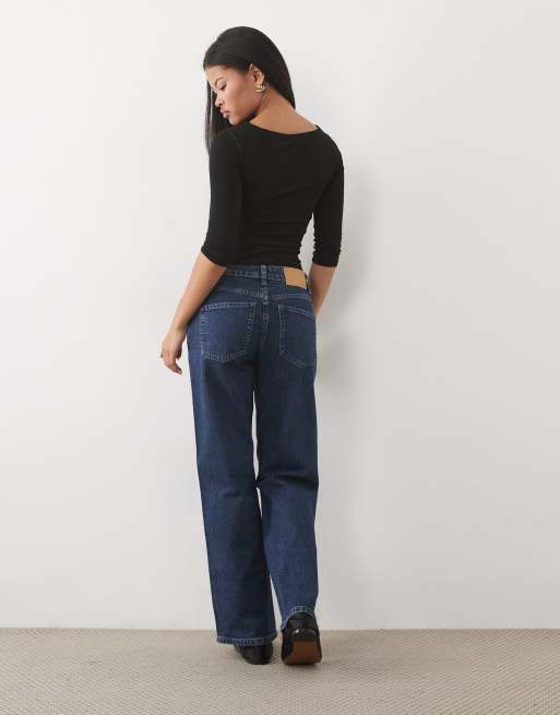 ASOS DESIGN Petite comfort stretch straight leg jean in mid blue, 5 of 5