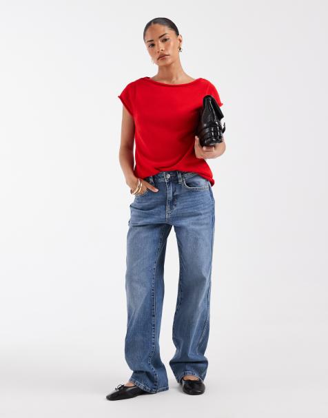 ASOS DESIGN Petite comfort stretch straight leg jeans in authentic mid blue - view 1