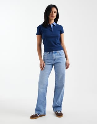 ASOS DESIGN Petite comfort stretch straight leg jeans in bright blue