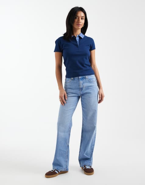 ASOS DESIGN Petite comfort stretch straight leg jeans in bright blue