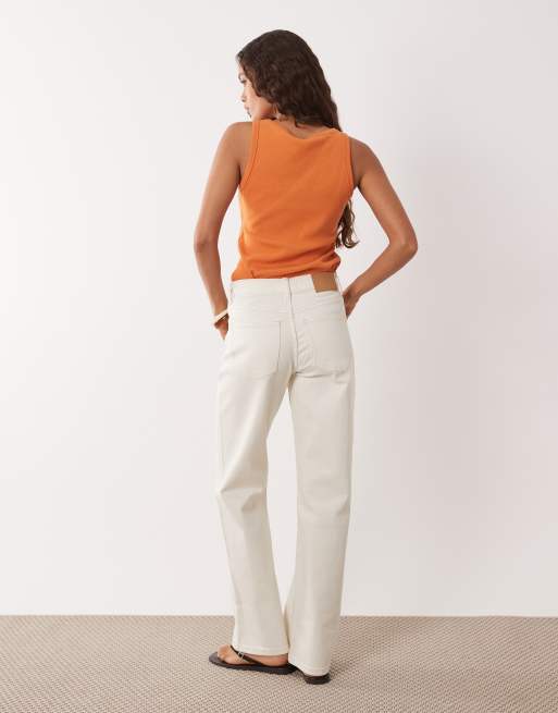 ASOS DESIGN Petite comfort stretch straight leg jeans in white, 4 of 5