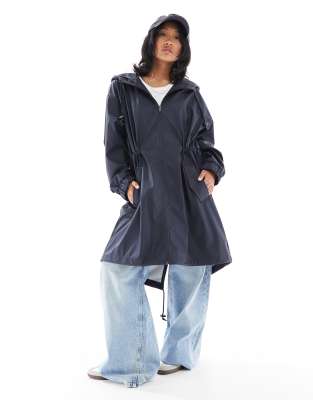 Asos Petite Asos Design Petite Contrast Detail Rubberized Rain Trench