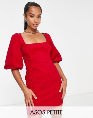 ASOS DESIGN Petite cord corset mini dress in red