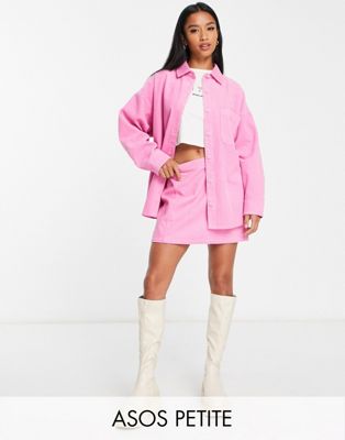 ASOS DESIGN Petite cord pelmet mini skirt in pink co-ord - ASOS Price Checker