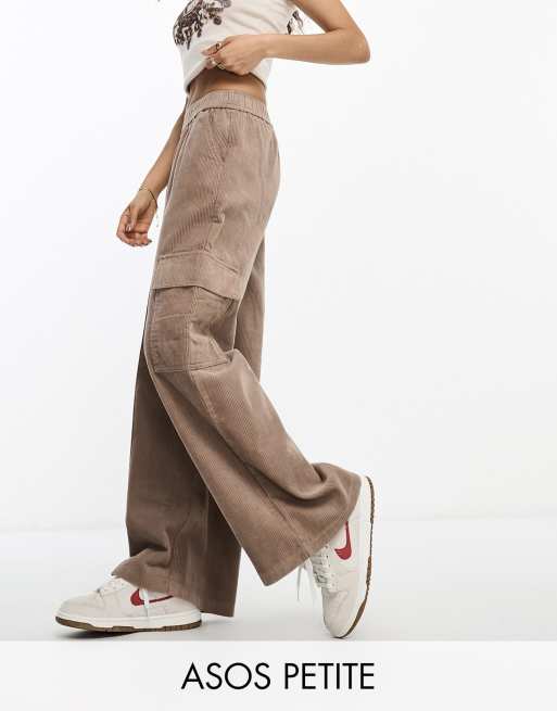 ASOS DESIGN cord barrel leg pants in gray