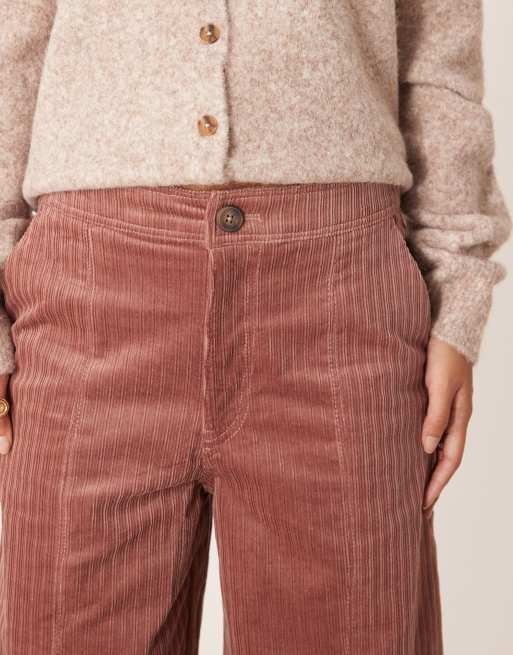 ASOS DESIGN Petite cord wide leg ankle grazer pants in rose, 5 of 5