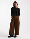 [ASOS DESIGN] ASOS DESIGN Petite cord wide leg cropped pants in biscuit-Neutral 12 Biscuit