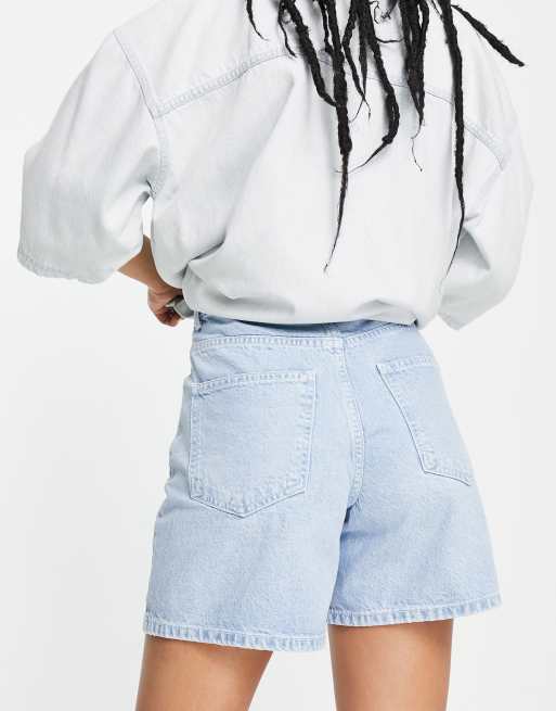 DTT extreme frayed festival denim shorts in light blue