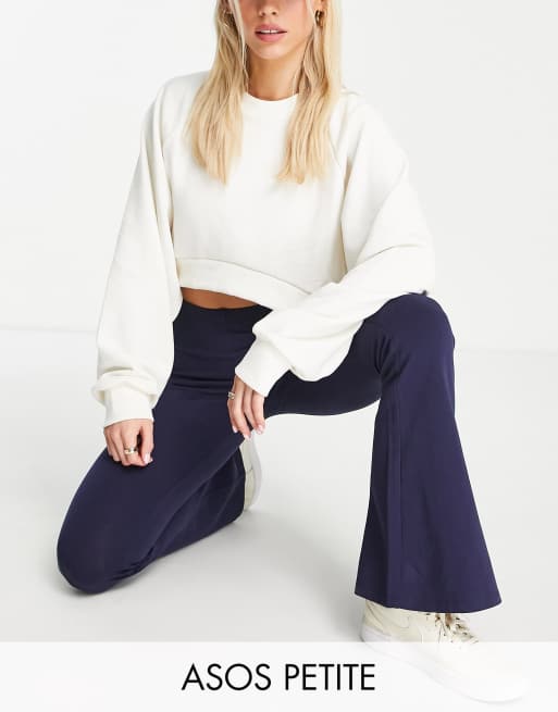 ASOS DESIGN Petite cotton kick flare pants in midnight blue