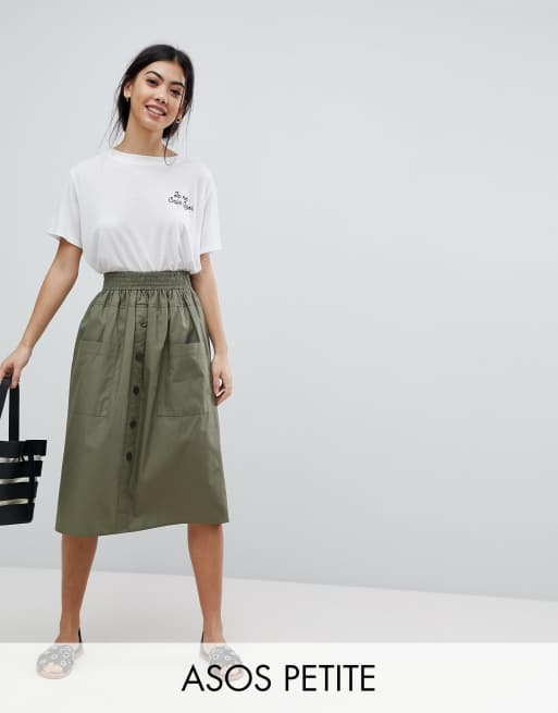 Petite cotton sale midi skirt