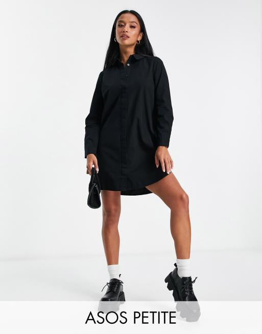 FhyzicsShops DESIGN Petite cotton mini shirt dress in black