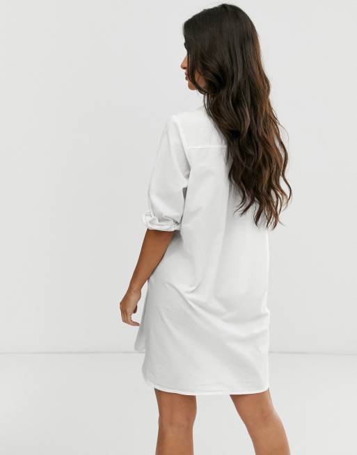 asos white cotton dress ASOS LUXE cotton poplin pleated mini dress in white
