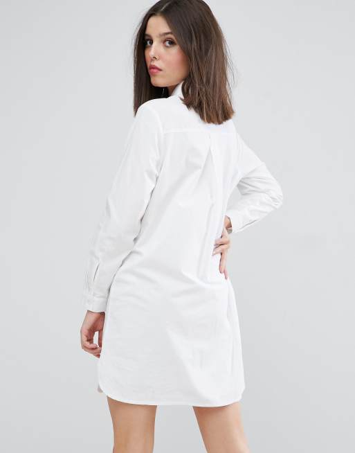 ASOS DESIGN cotton mini shirt dress in white