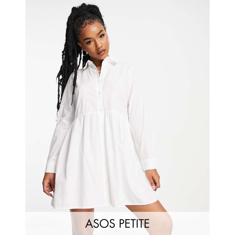 asos design cotton mini shirt dress ASOS DESIGN cotton mini shirt dress in white
