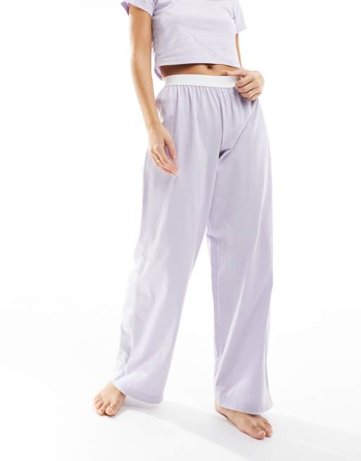 ASOS DESIGN Petite cotton pajama pants with exposed waistband and