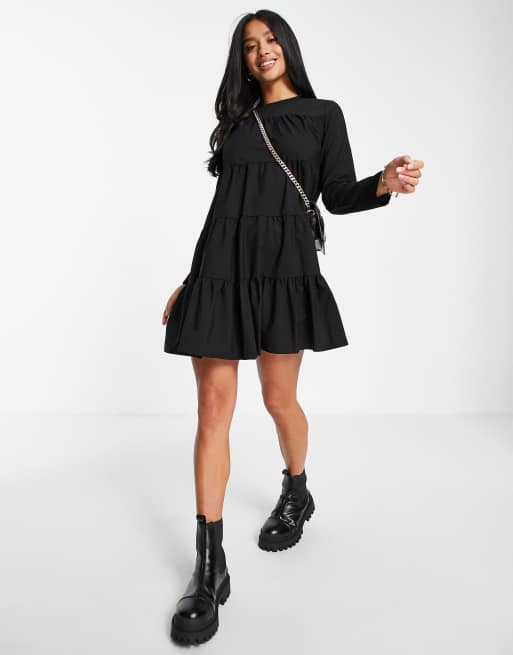 Black tiered smock clearance dress