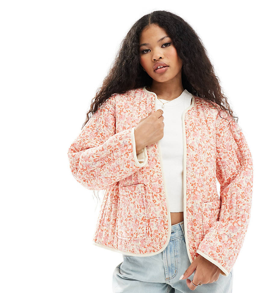 ASOS DESIGN Petite cotton quilted jacket in ditsy floral print-Multi